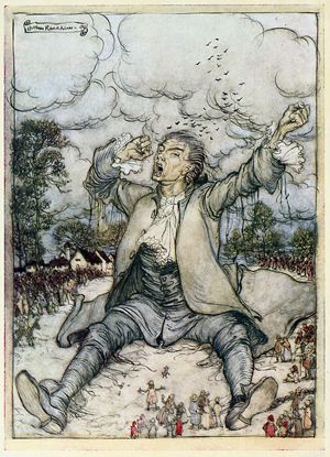 Rackham's frontispiece to Gulliver's Travels